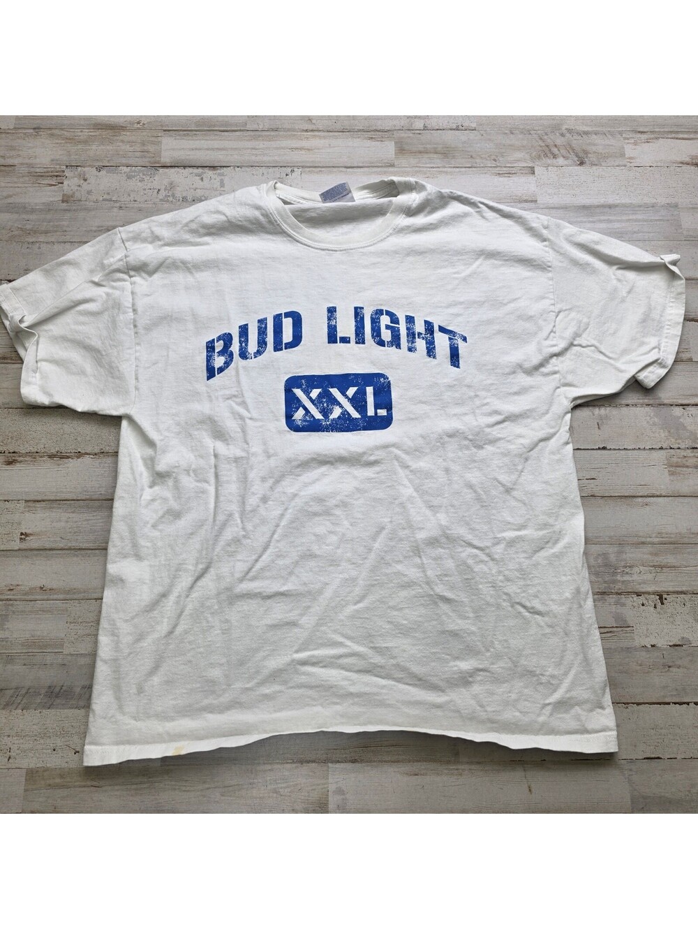 VTG Y2K Bud Light T-Shirt Men's XXL White Hanes Heavyweight Beer Logo Spellout